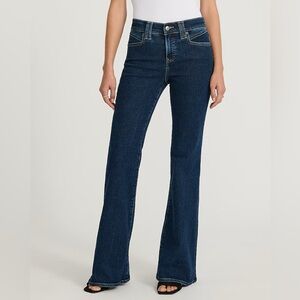 Express Mid Rise Dark Wash Hyper Sculpt '70s Flare Jeans Size 4 Short